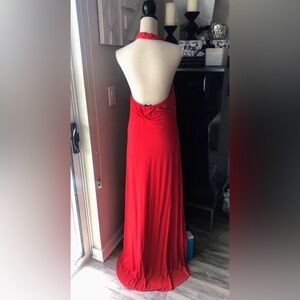 NWT Spense Halter Neck Open Back Asymmetrical Hem Dress Red - Large